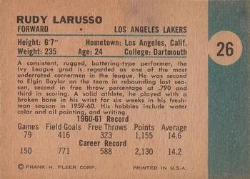 1961-62 Fleer Rudy Larusso #26 card back image