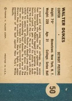1961-62 Fleer Walter Dukes #50 card back image