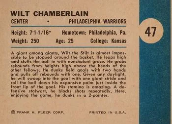 1961-62 Fleer Wilt Chamberlain #47 card back image