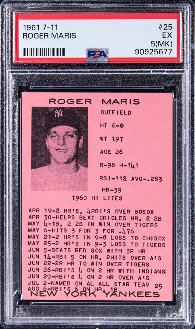 1961 7-11 Roger Maris #25 card image