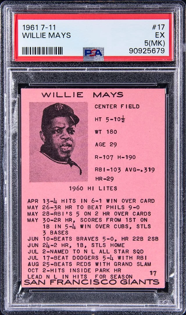 1961 7-11 Willie Mays #17 card image