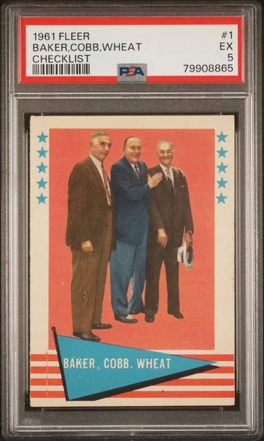 1961 Fleer Baker,Cobb,Wheat Checklist #1 card image