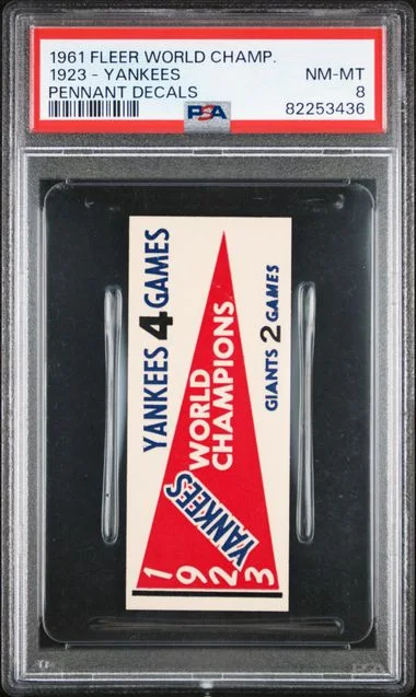 1961 Fleer Yankees World Champ Pennant Decals #1923 card image