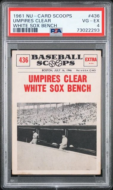 1961 Nu-Card Scoops Umpires Clear White Sox Bench #436 card image