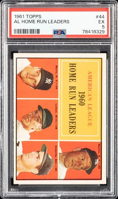 1961 Topps AL Home Run Leaders #44 card image
