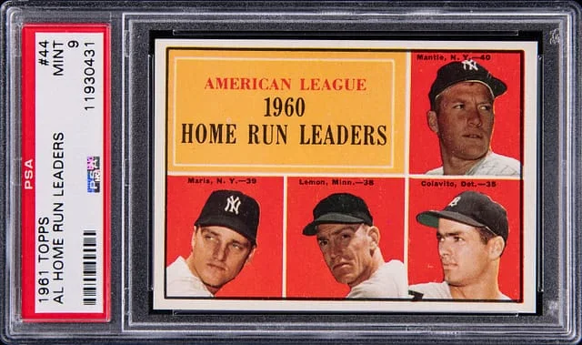 1961 Topps American League Home Run Leaders #44 card image