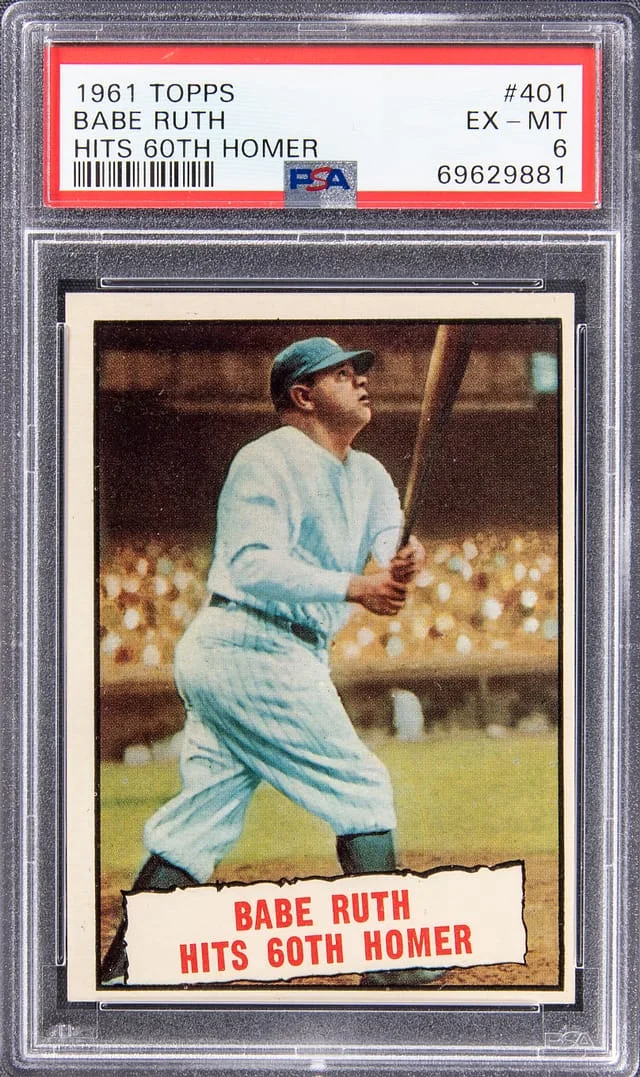 1961 Topps Babe Ruth Hits 60th Homer #401 card image