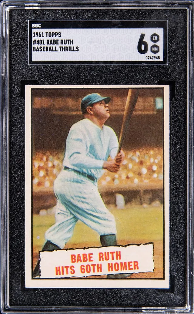 1961 Topps Baseball Babe Ruth Thrills #401 card image