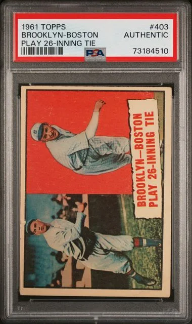 1961 Topps Brooklyn-Boston Play 26-Inning Tie #403 card image