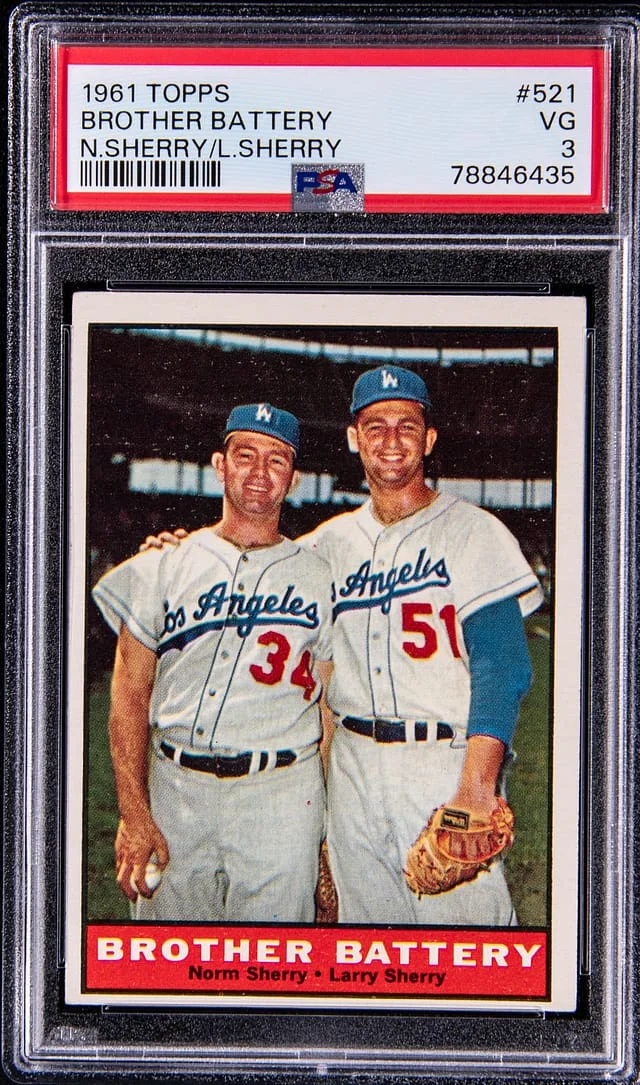 1961 Topps Brother Battery N.Sherry/L.Sherry #521 card image