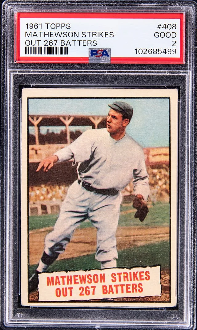 1961 Topps Christy Matthewson Strikes Out 267 Batters #408 card image