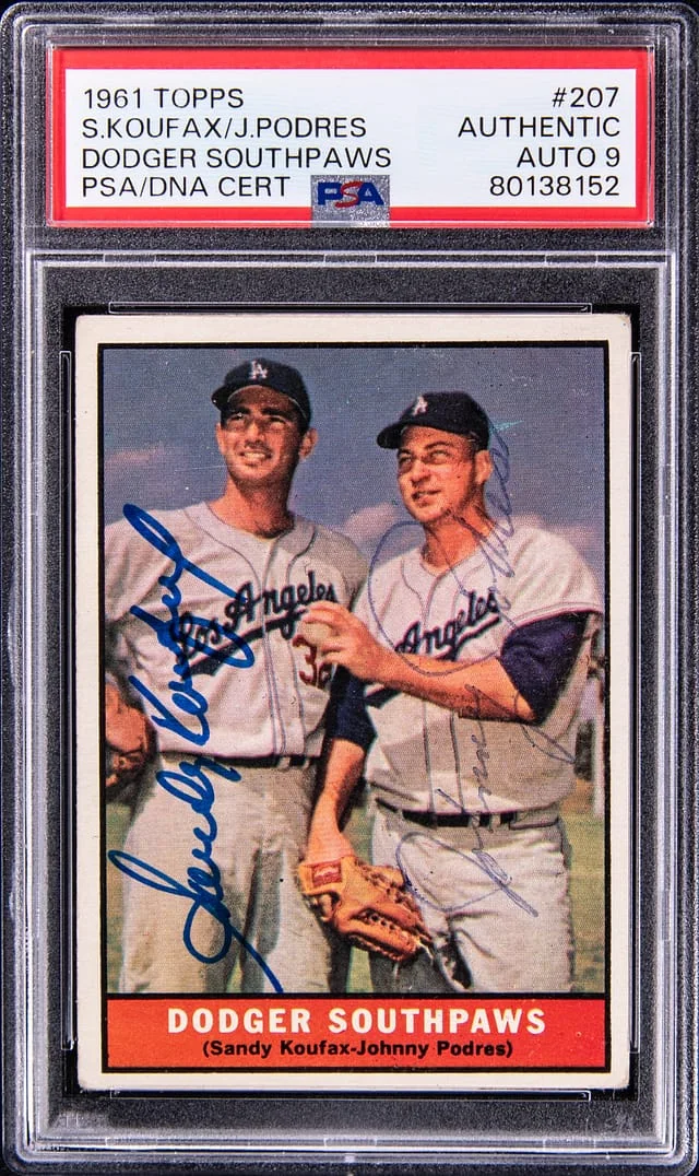 1961 Topps Dodger Southpaws Sandy Koufax/Johnny Podres #207 card image