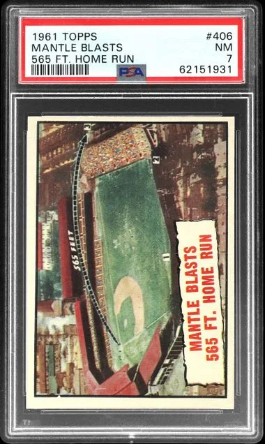 1961 Topps Ft. Home Run #406 Mantle Blasts #565 card image