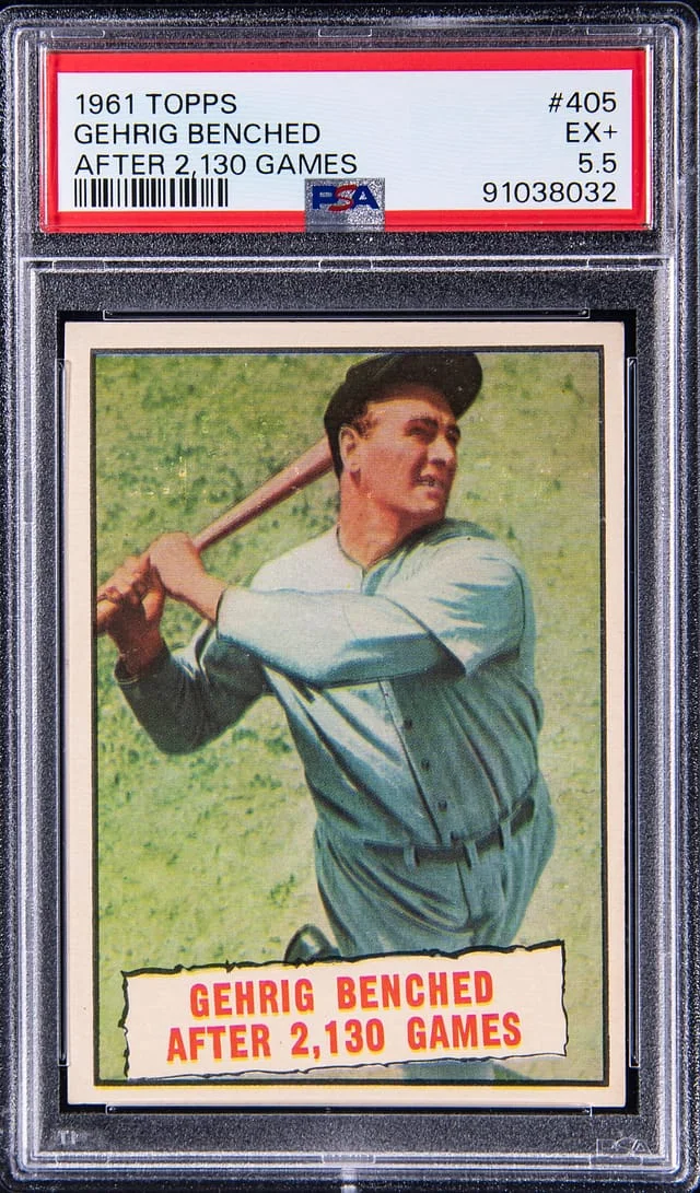 1961 Topps Gehrig Benched After 2,130 Games #405 card image
