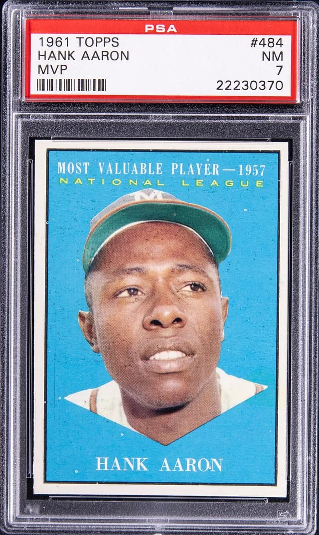 1961 Topps Hank Aaron MVP #484 card image