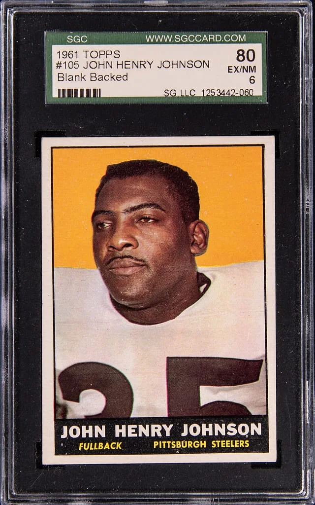 1961 Topps John Henry Johnson Blank Back #105 card image
