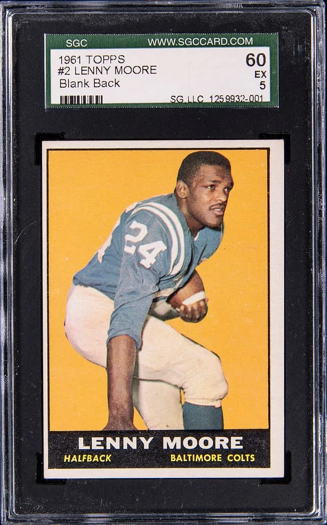 1961 Topps Lenny Moore Blank Back #2 card image