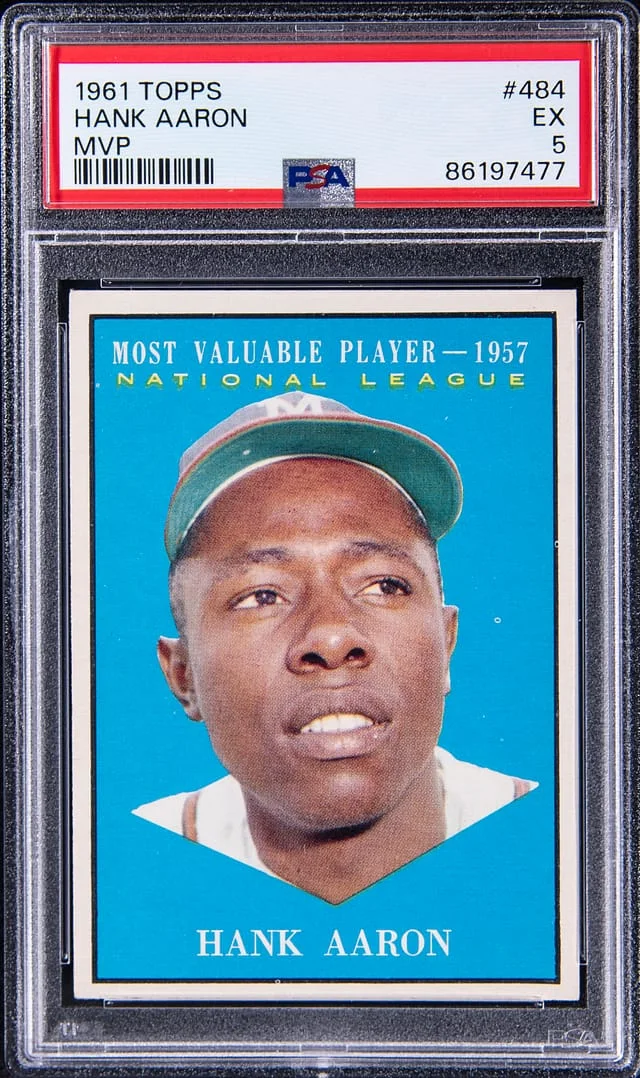 1961 Topps Mank Aaron MVP #484 card image