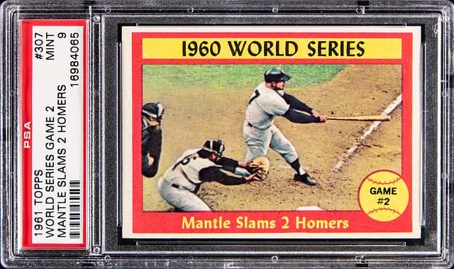 1961 Topps Mickey Mantle Slams 2 Homers World Series Game 2 #307 card image