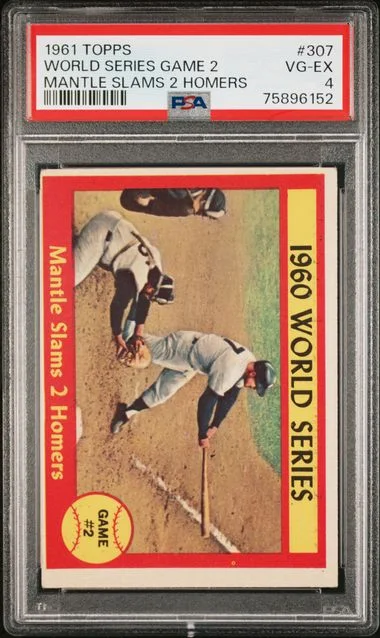 1961 Topps World Series Game 2 Mantle Slams 2 Homers #307 card image