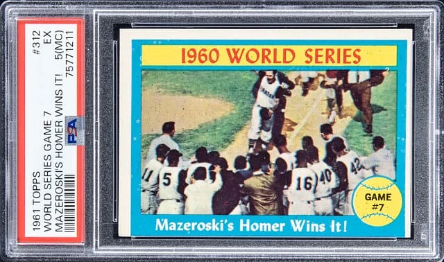 1961 Topps World Series Game 7 Mazeroski's Homer Wins It! #312 card image