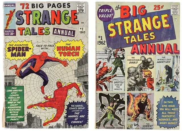 1962-63 Marvel) 2 Books - Raw - 1st Annual Format Issue Published by Marvel, Team-Up of the Human Torch and Spider-Man #1st card image