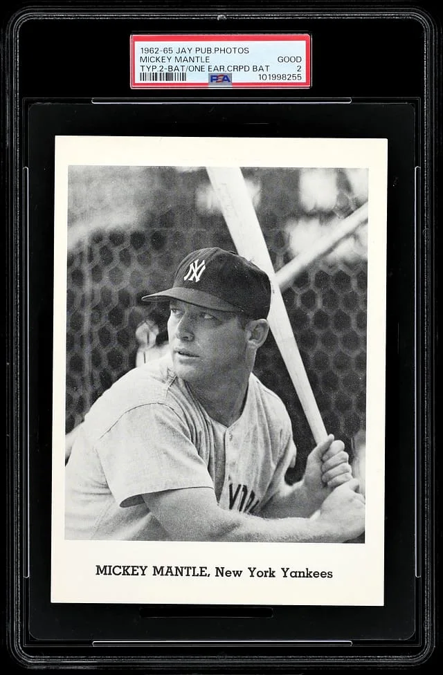 1962-65 Jay Publishing Photo Type 2 Mickey Mantle (Batting, One Ear) #NNO card image