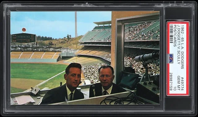 1962-65 L.A. Dodgers Postcards Jerry Doggett/Vin Scully #49774 card image