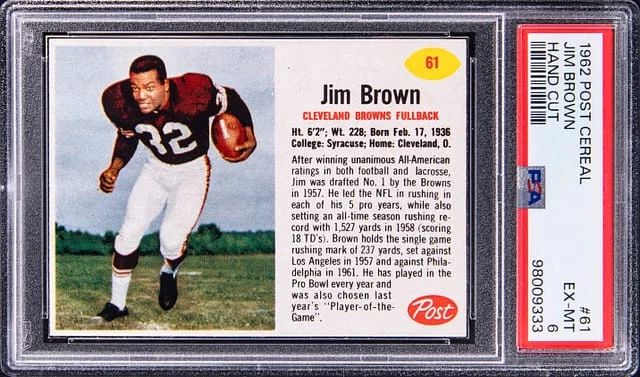 1962 Post Cereal Hand Cut Jim Brown #61 card image