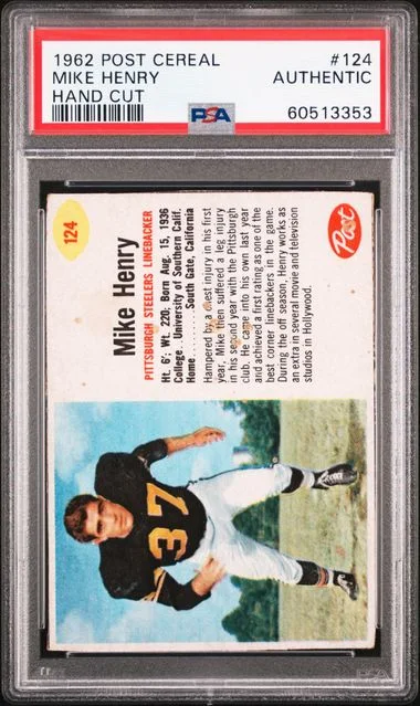 1962 Post Cereal Hand Cut Mike Henry #124 card image