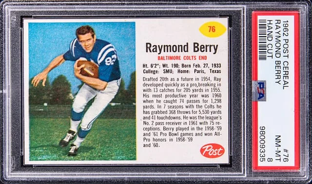 1962 Post Cereal Hand Cut Raymond Berry #76 card image