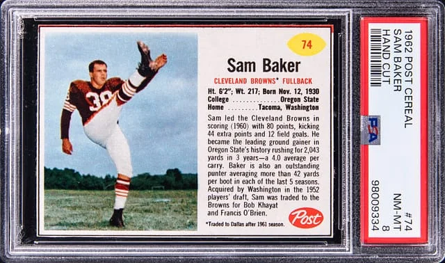 1962 Post Cereal Hand Cut Sam Baker #74 card image