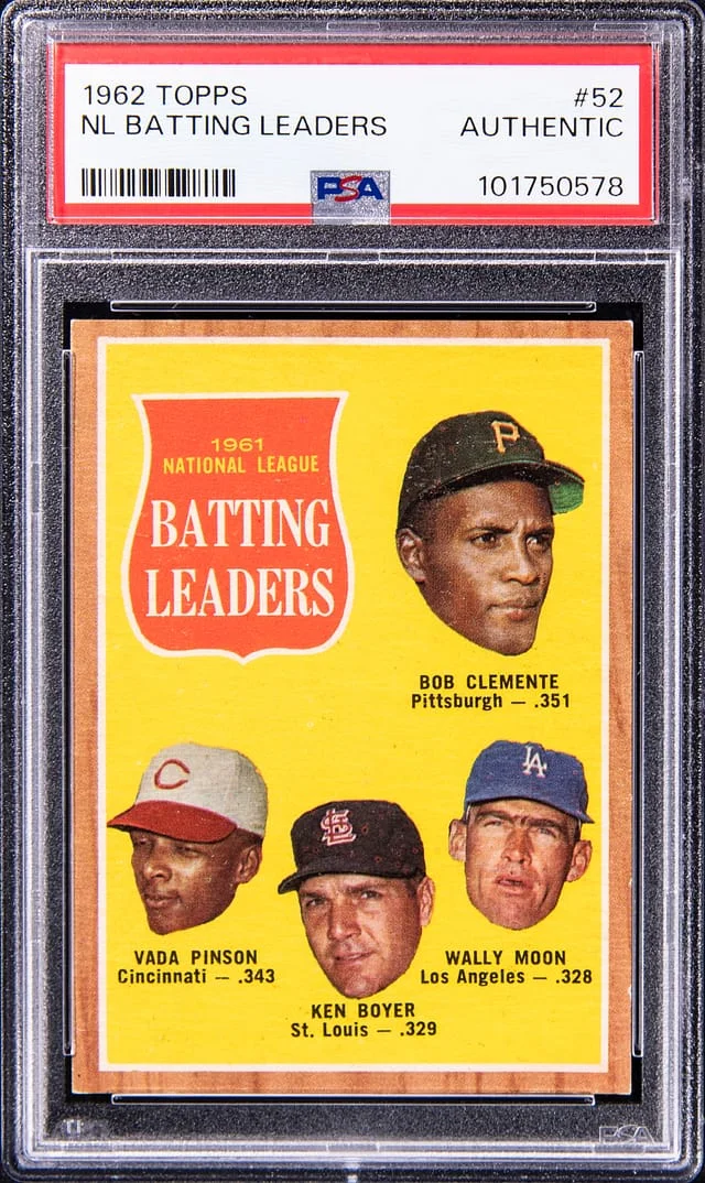 1962 Topps 1961 N.L. Batting Leaders #52 card image