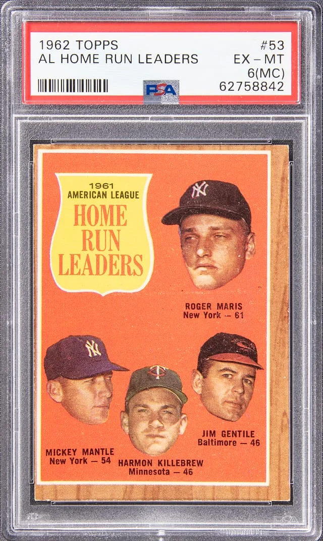 1962 Topps American League Home Run Leaders #53 card image