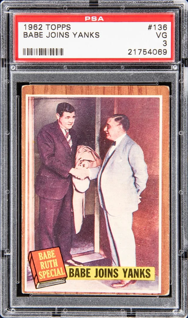 1962 Topps Babe Ruth Babe Joins Yanks #136 card image