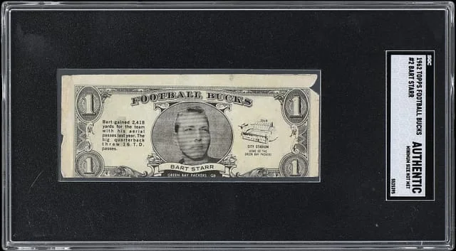 1962 Topps Bart Starr Football Bucks #2 card image