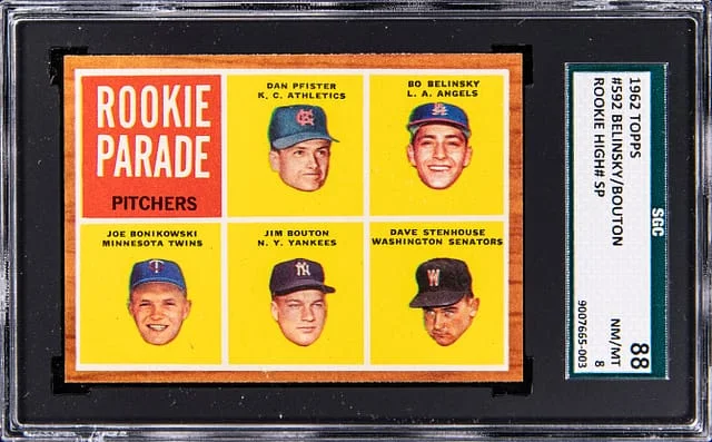 1962 Topps Bo Belinsky/Jim Bouton #592 card image
