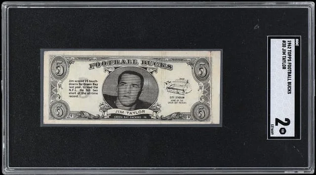 1962 Topps Jim Taylor Football Bucks #30 card image