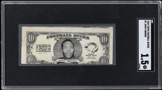 1962 Topps Jimmy Brown Football Bucks #7 card image