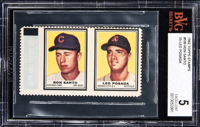 1962 Topps Leo Posada, Ron Santo Stamps #109 card image