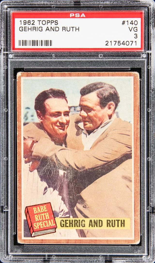 1962 Topps Lou Gehrig and Babe Ruth #140 card image