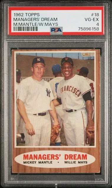 1962 Topps Managers' Dream M.Mantle/W.Mays #18 card image