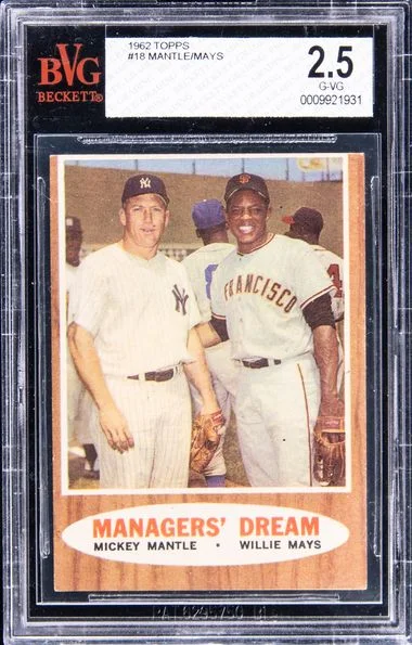 1962 Topps Mantle/Mays #18 card image