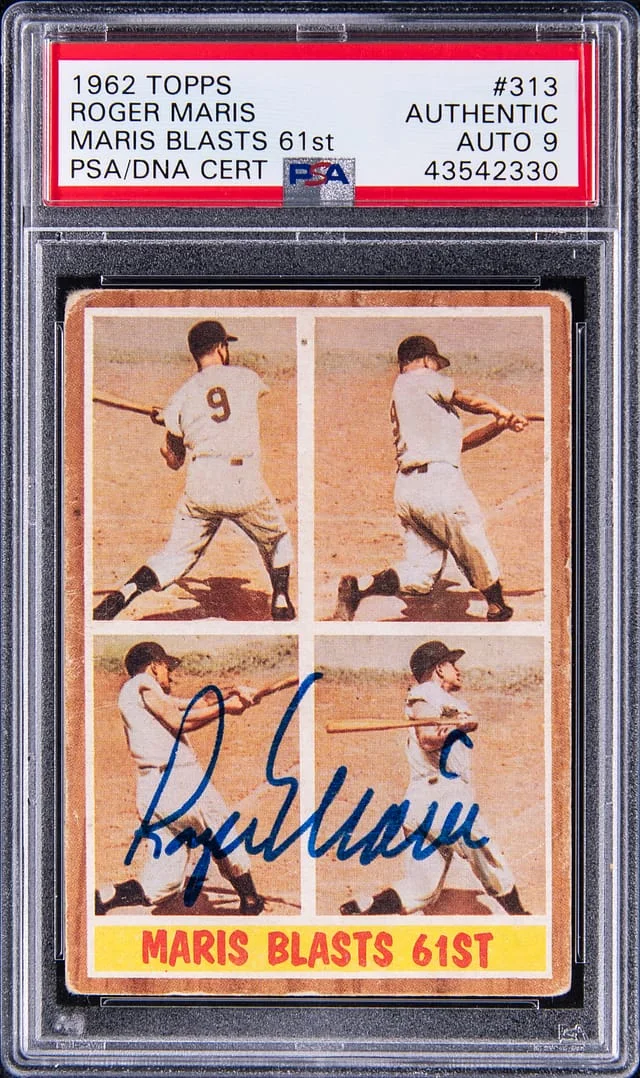 1962 Topps Maris Blasts 61st, Roger Maris #313 card image