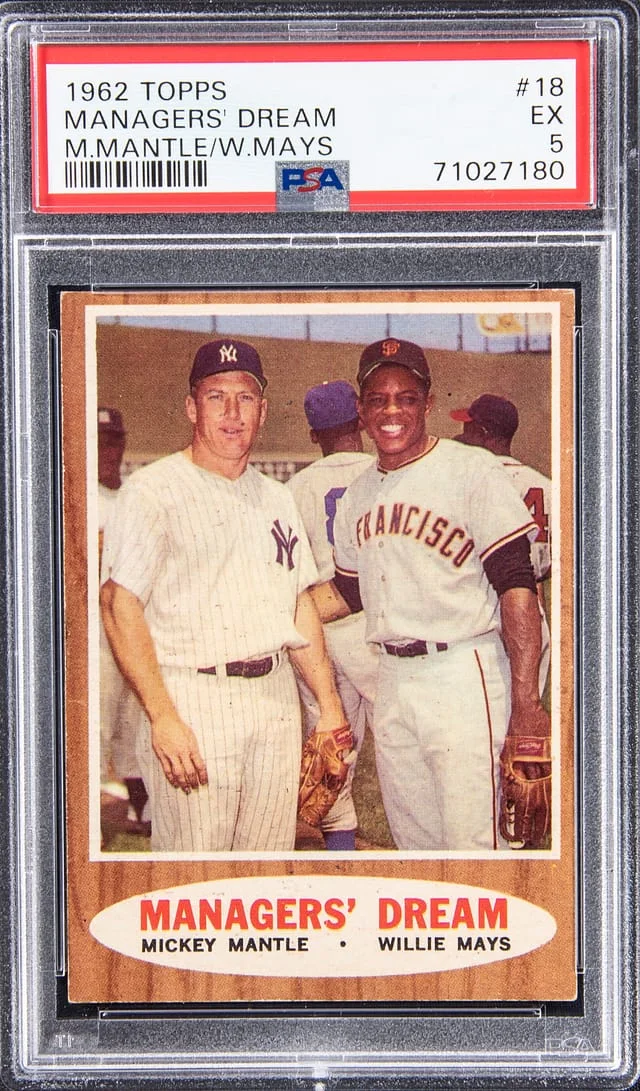 1962 Topps Mickey Mantle, Willie Mays Managers' Dream #18 card image
