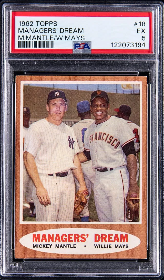 1962 Topps Mickey Mantle/Willie Mays Manager's Dream #18 card image