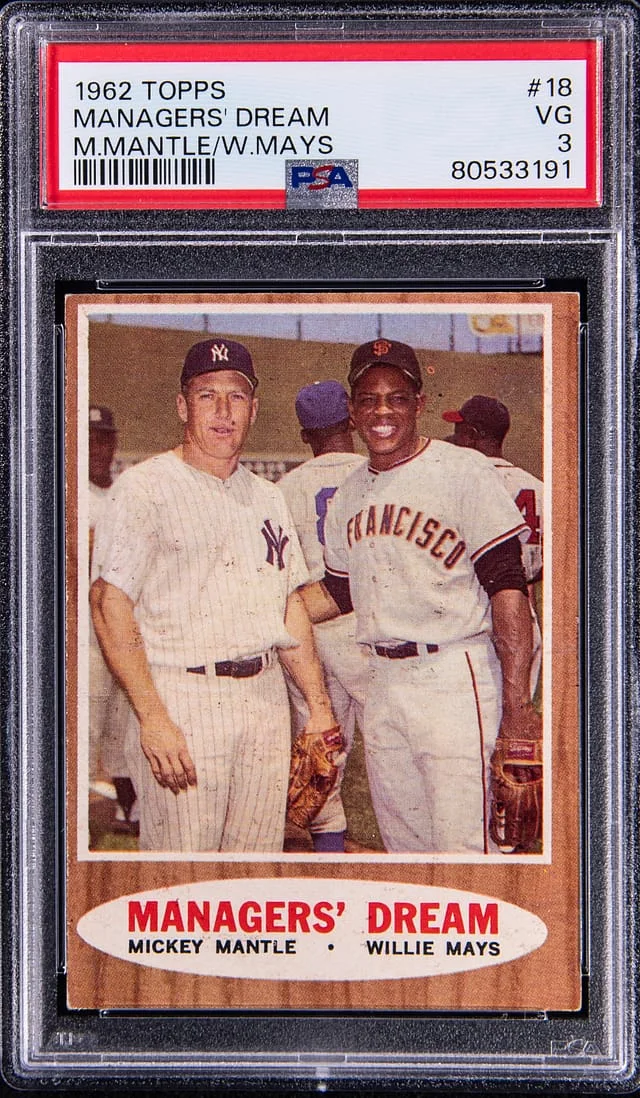 1962 Topps Mickey Mantle/Willie Ways Managers' Dream #18 card image