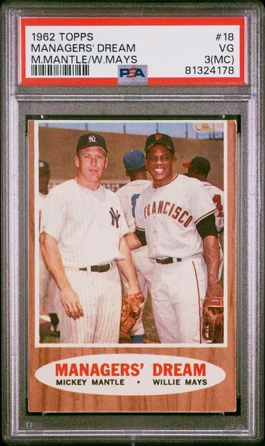 1962 Topps M.Mantle/W.Mays Managers' Dream #18 card image