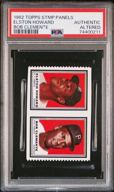 1962 Topps Stamp Panels Bob Clemente Elston Howard #no-number card image