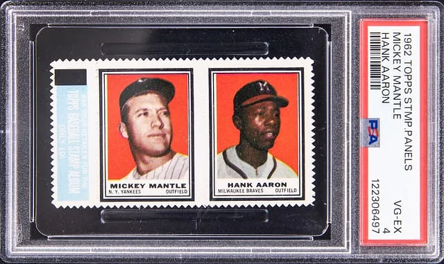 1962 Topps Stamp Panels Mickey Mantle/Hank Aaron #no-number card image